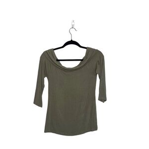 Anthropologie Saturday Sunday Olive Green Rib Off the Shoulder Top Small Women’s